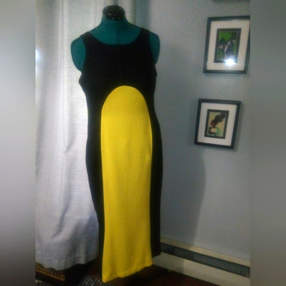 Ellen K Dresses & Skirts - Ellen K Colorblocked Maxi Dress in Black & Yellow Sz 10 NEW